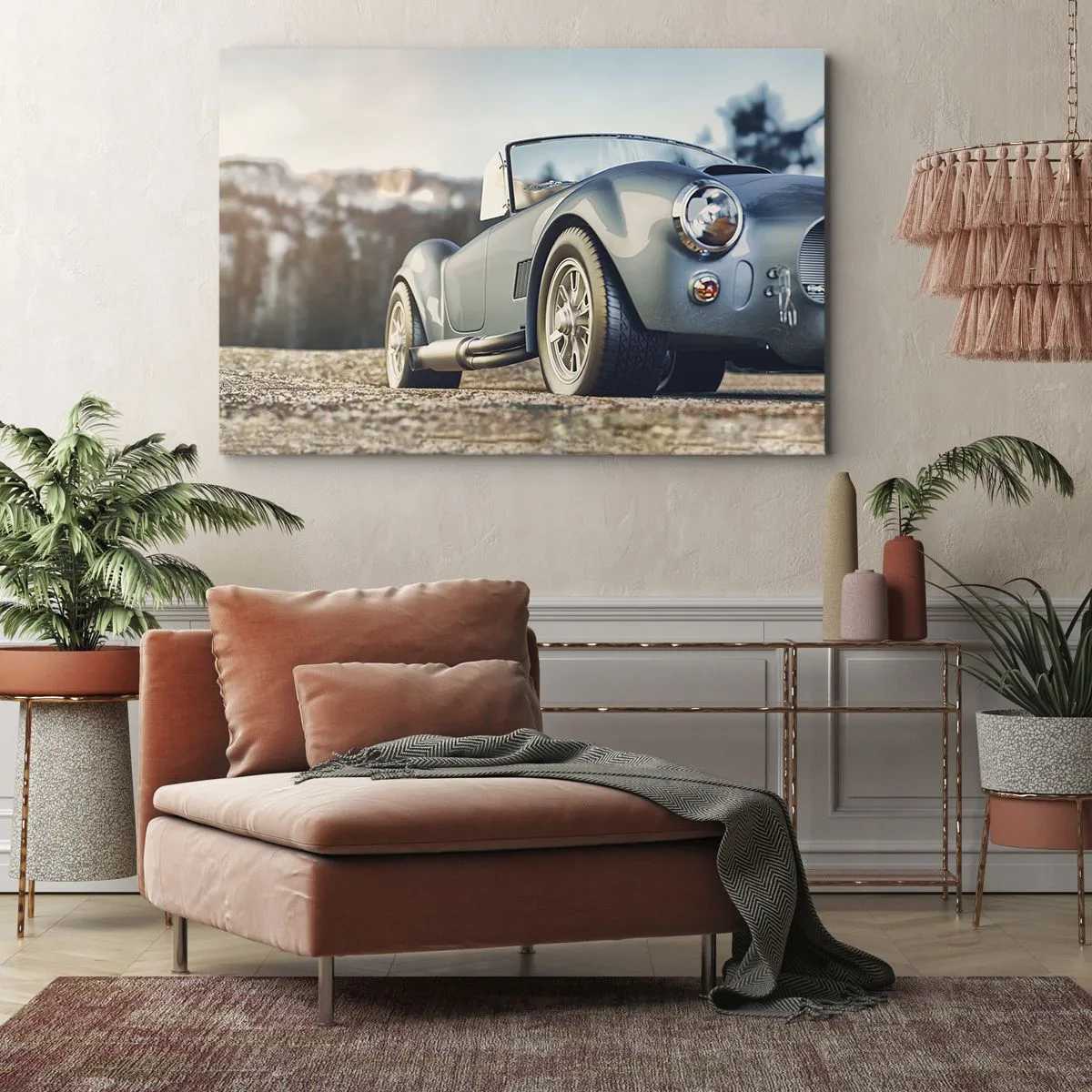 Canvastavla - Bild på duk - Klassisk cabriolet i en pittoresk miljö - 70x50cm - Det är stilen som räknas - Modern väggdekoration för vardagsrum och sovrum ARTTOR