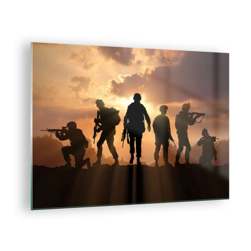 Glastavla - Bild på glas - Bröder i vapen - 70x50cm - Brothers in arms - Modern väggdekoration för vardagsrum och sovrum ARTTOR