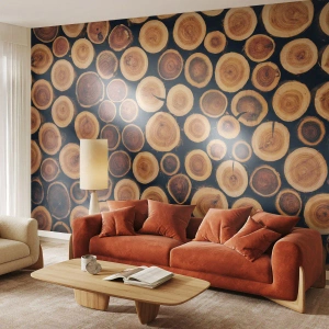 Fototapet Standard Eco - Hur gammal ser jag ut att vara? - Trädstam, Skog, Bit - 200x140 cm