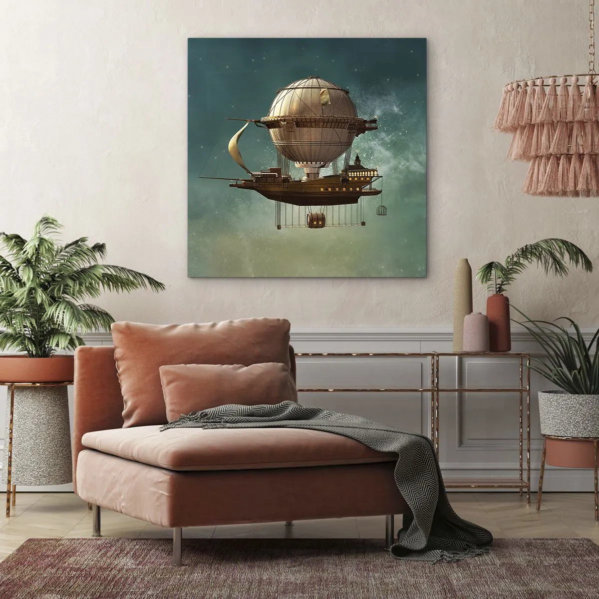 Canvastavla - Bild på duk - Jules Verne hälsar - 60x60 cm