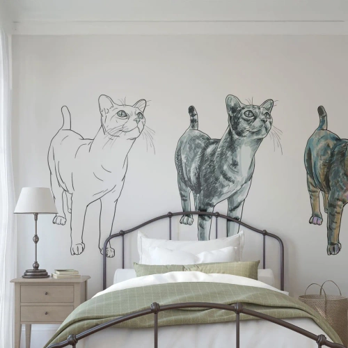Självhäftande Fototapet Deluxe Sticker - Teckningslektion - Djur, Katt, För barn - 250x175 cm