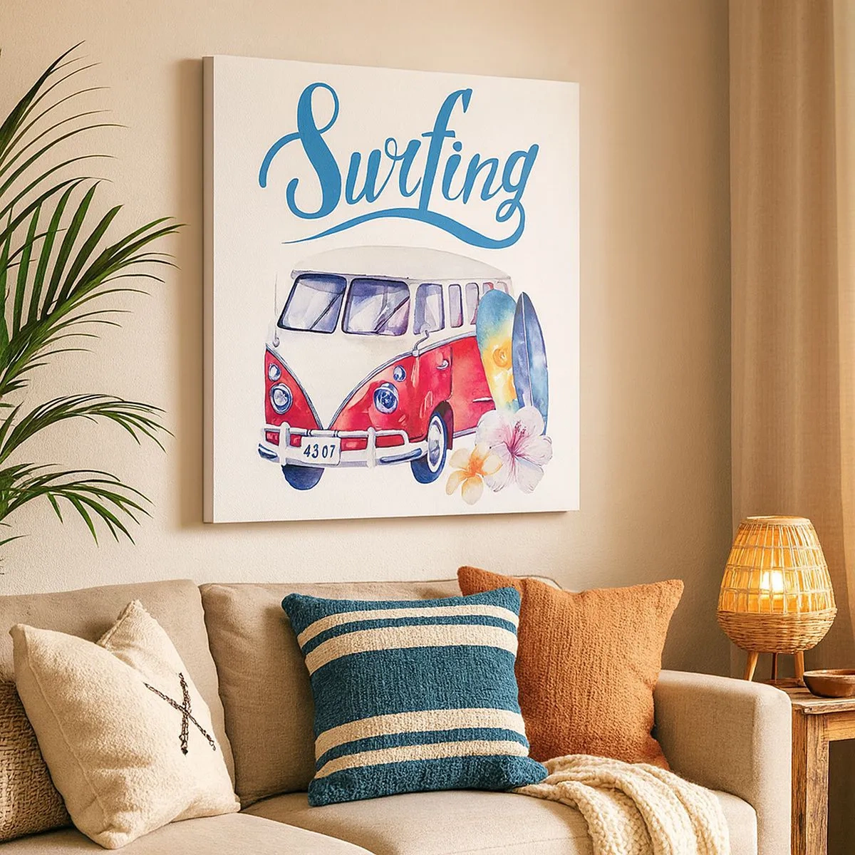 Canvastavla - Bild på duk - Gurka - en klassiker för surfaren - 30x30 cm