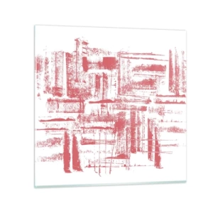 Glastavla - Bild på glas - Röd stad - 50x50 cm