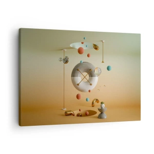 Canvastavla - Bild på duk - Geometriska figurer i pastellfärger i ett surrealistiskt arrangemang - 70x50cm - Vad som helst kan hända - Modern väggdekoration för vardagsrum och sovrum ARTTOR