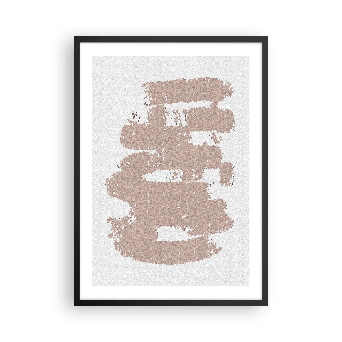 Affisch i svart ram - En minimalistisk komposition i beige nyanser - 50x70cm - Abstraktion i mjuk rosa - Modern väggdekoration för vardagsrum och sovrum ARTTOR