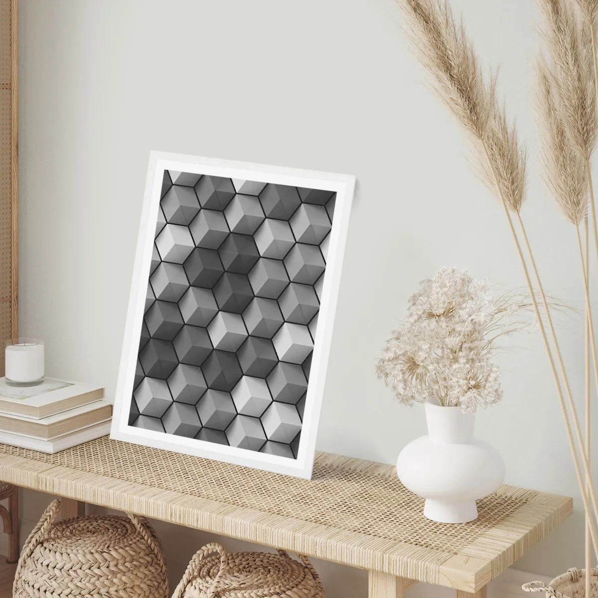 Affisch i vit ram - Kubistiskt pussel - 30x40 cm