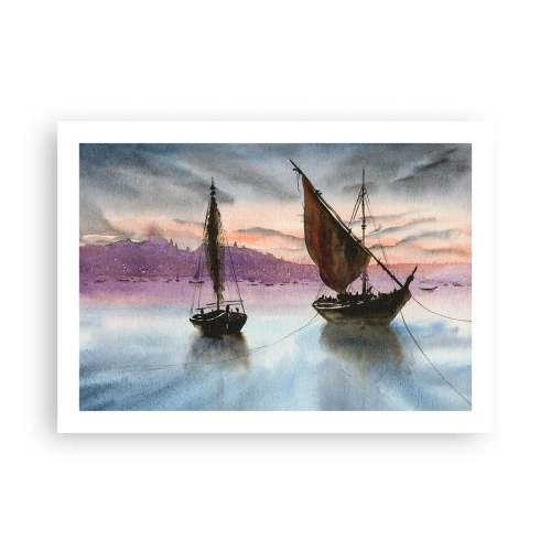 Affisch - Kväll i hamnen - 70x50 cm