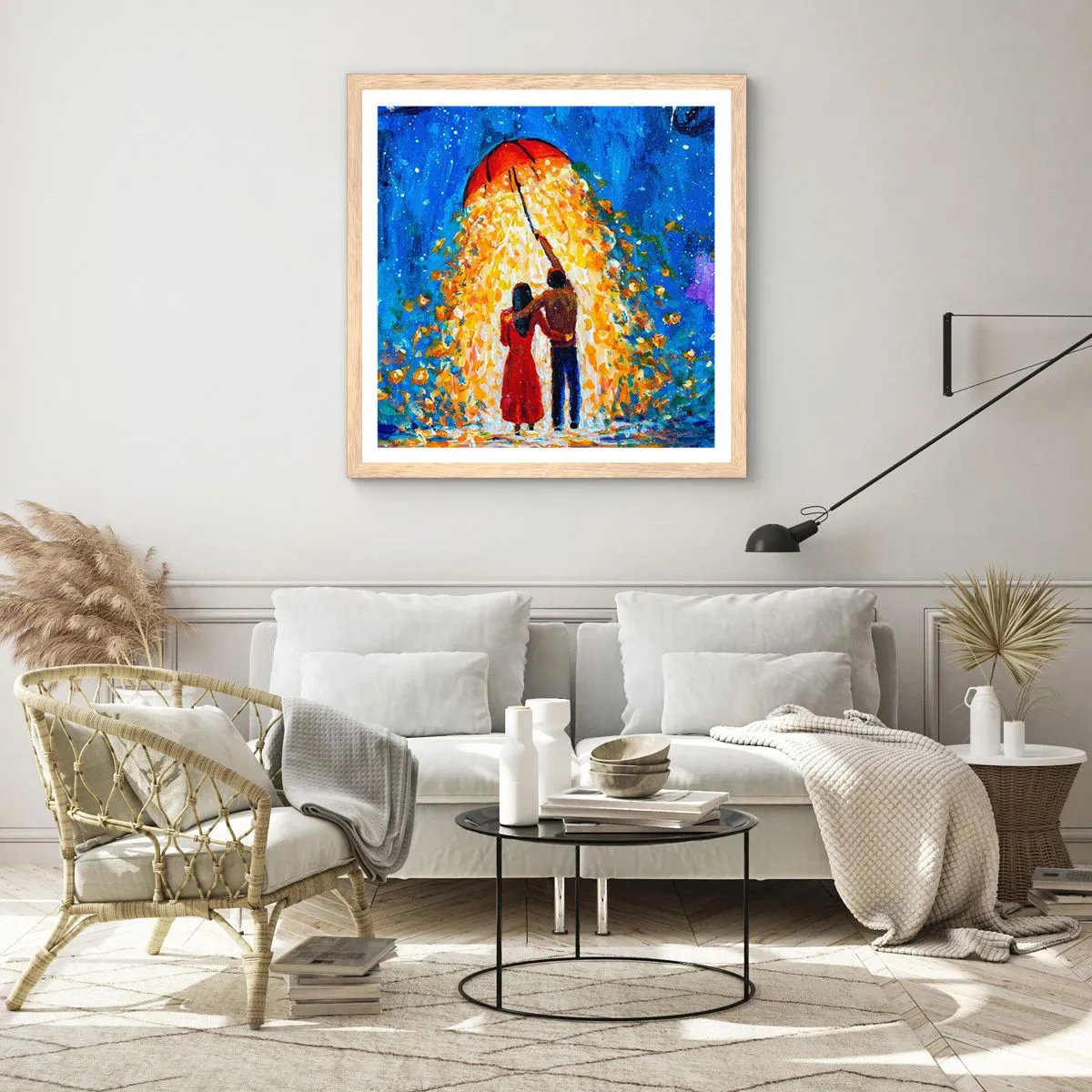 Affisch i ram av ljusek - Magi på en regnig kväll? - 50x50 cm