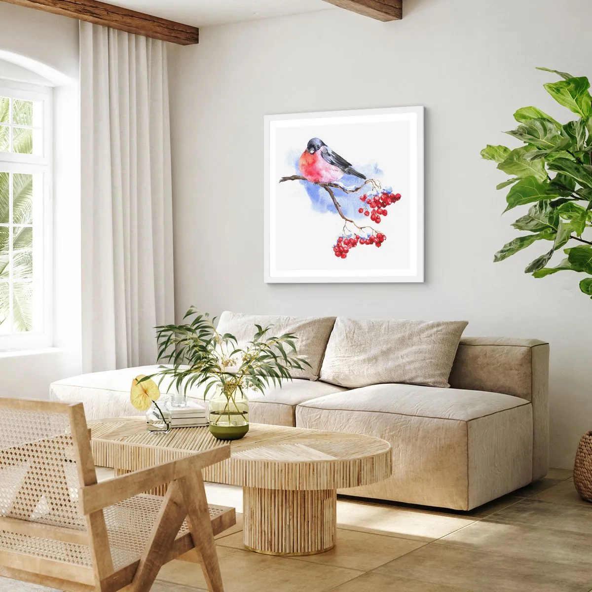 Affisch i vit ram - Vinter i färger - 60x60 cm