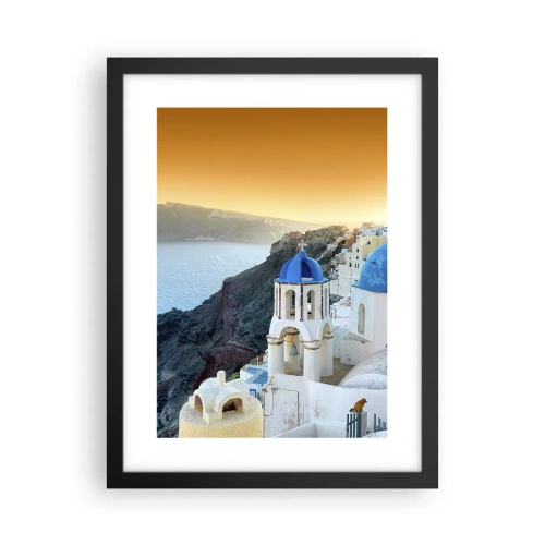Affisch i svart ram - Santorini - inbäddat i berg - 30x40 cm