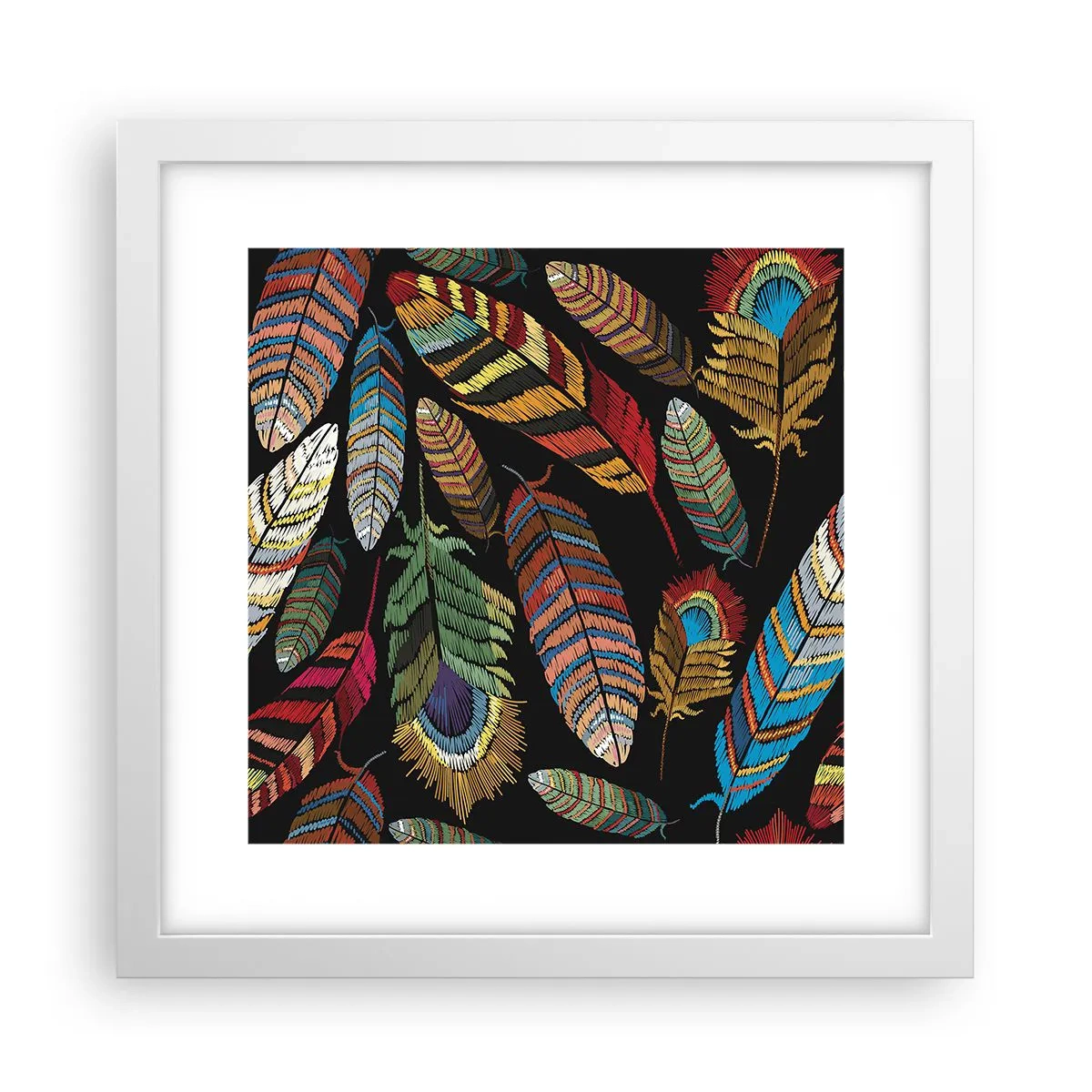 Affisch i vit ram - Fågelkarneval - 30x30 cm