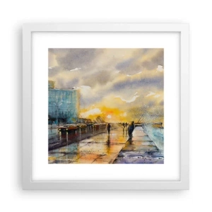 Affisch i vit ram - Livet på stranden - 30x30 cm