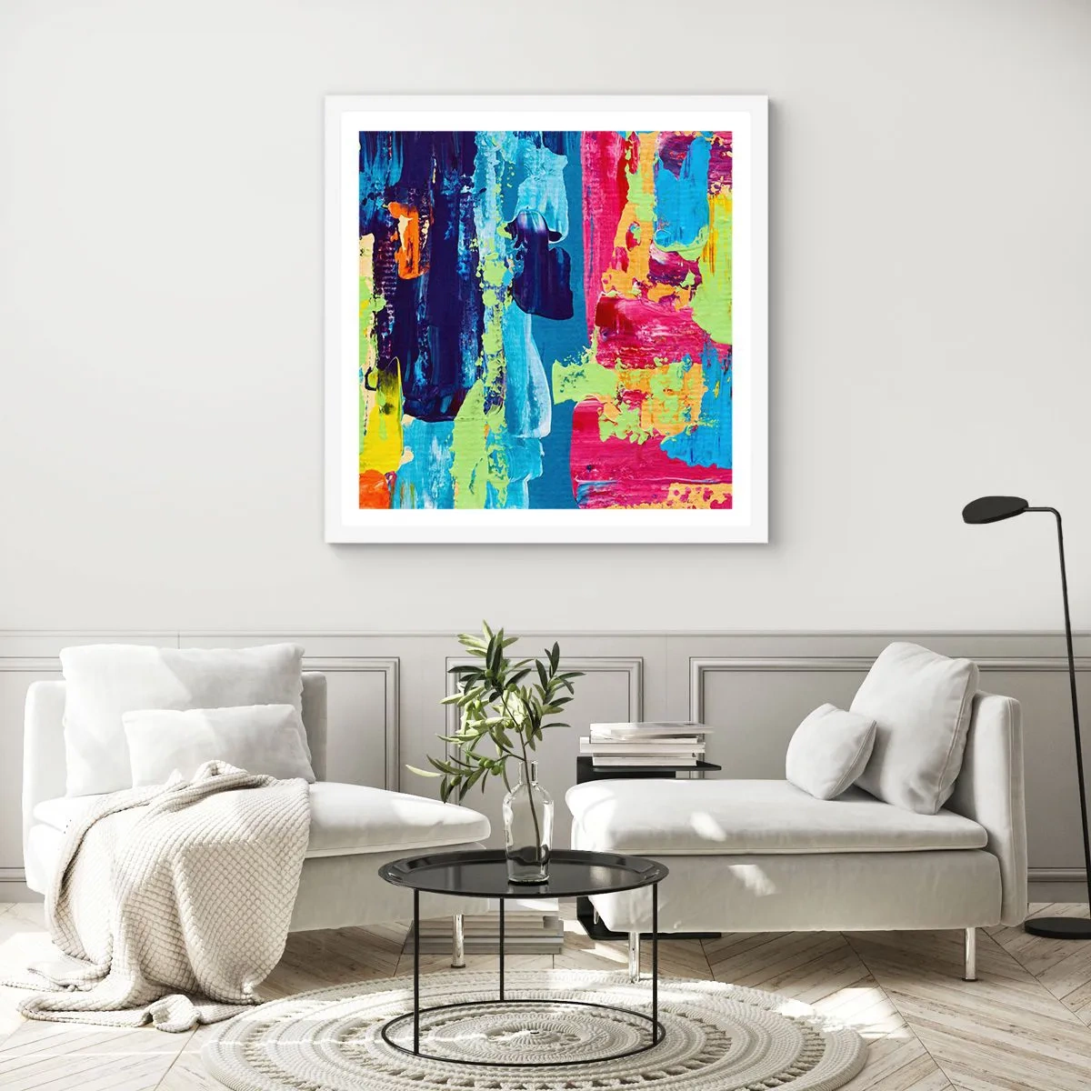 Affisch i vit ram - Livet är skönt! - 50x50 cm