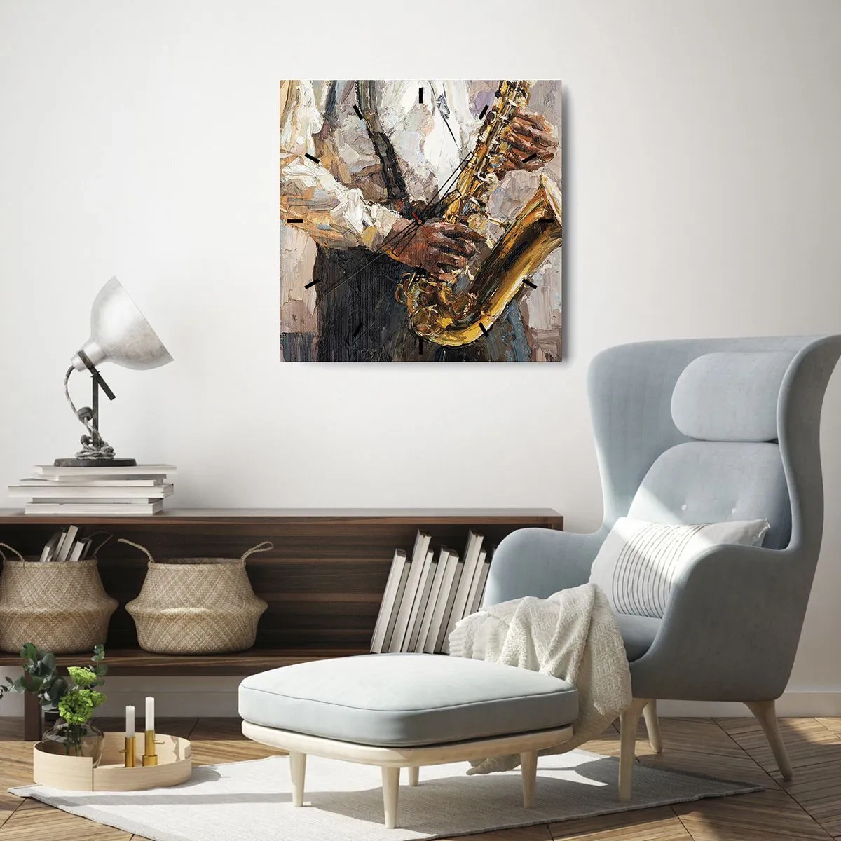 Väggklocka - Klocka på glas - Dags för solo - 30x30 cm