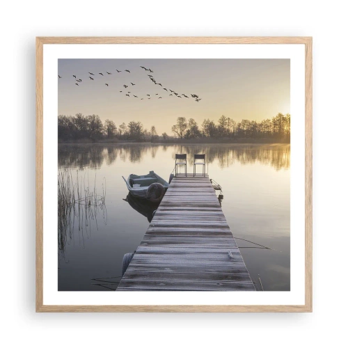 Affisch i ram av ljusek - Kommer tillbaka om en viss tid - 60x60 cm