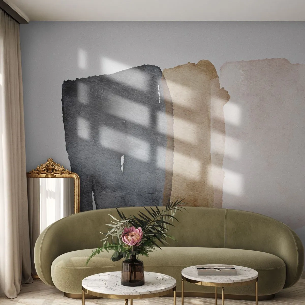 Fototapet Premium Canvas - Komposition av jordens färger - Abstraktion, Bit, Minimalism - 200x140 cm