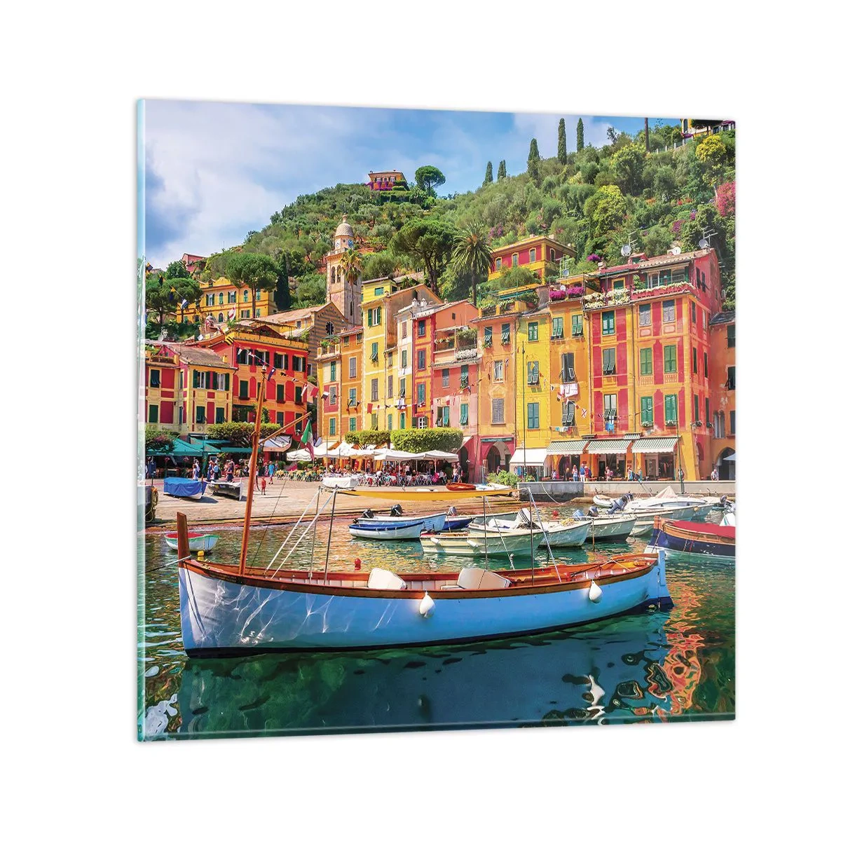 Glastavla - Bild på glas - Italiensk förmiddag - 40x40 cm