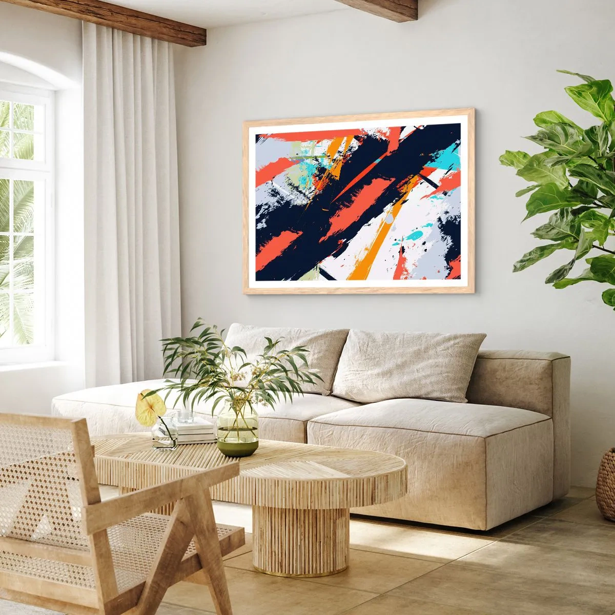 Affisch i ram av ljusek - Dynamisk komposition - 100x70 cm