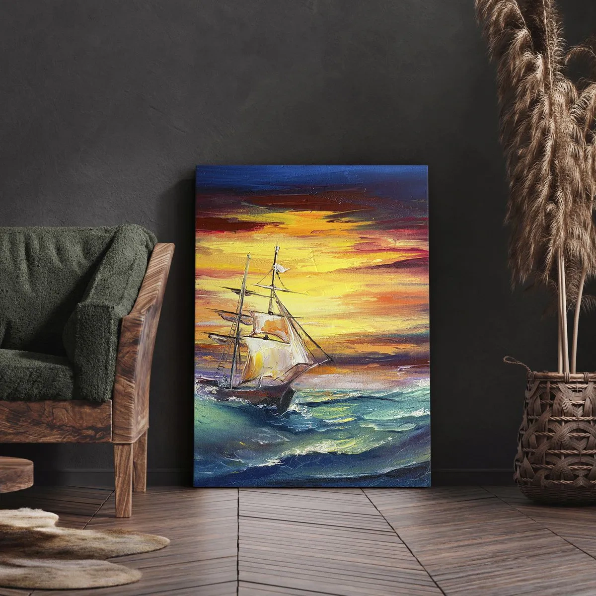 Canvastavla - Bild på duk - Modigt mot vågorna - 70x100 cm