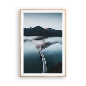 Affisch i ram av ljusek - Över ett vatten som är så slätt som en spegel - 61x91 cm