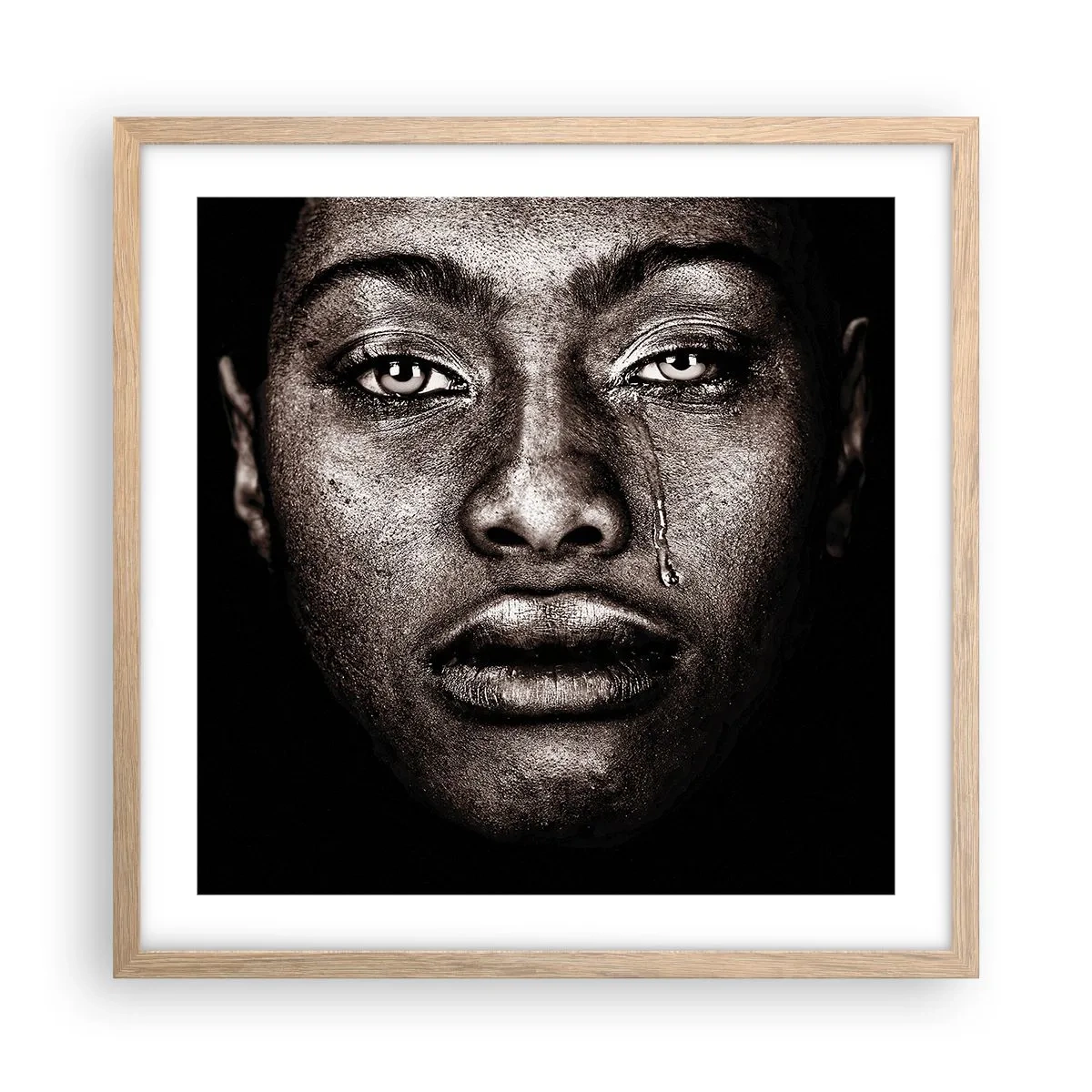 Affisch i ram av ljusek - En tår - 50x50 cm