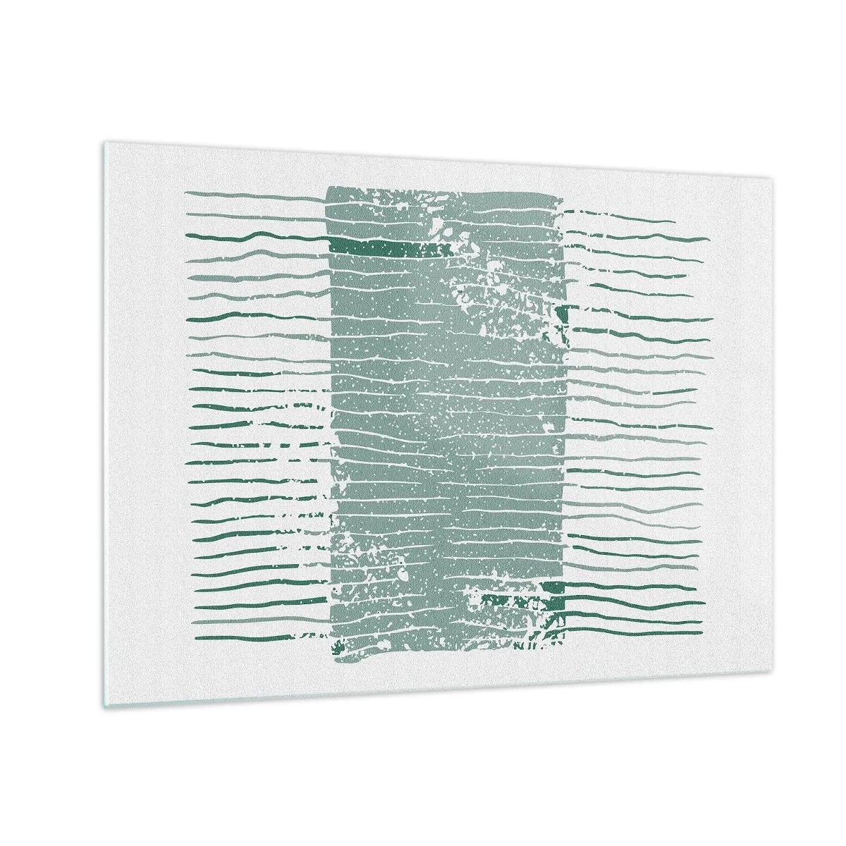 Glastavla - Bild på glas - Horisontella havslinjer med en distressad effekt skapar en abstrakt struktur - 70x50cm - Marin abstraktion - Modern väggdekoration för vardagsrum och sovrum ARTTOR