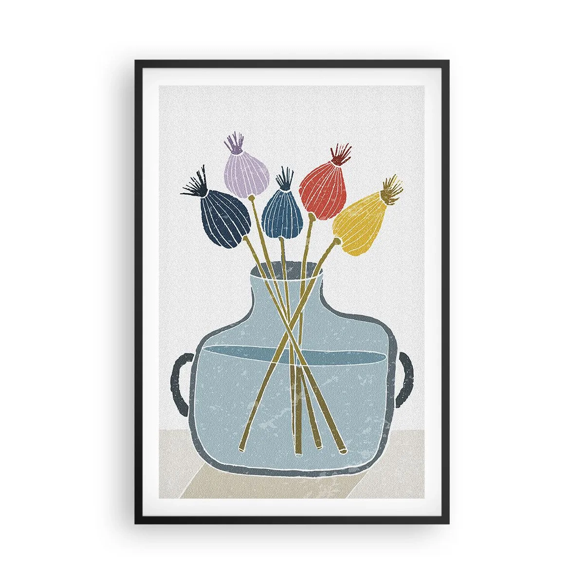 Affisch i svart ram - Vallmovas - 61x91 cm