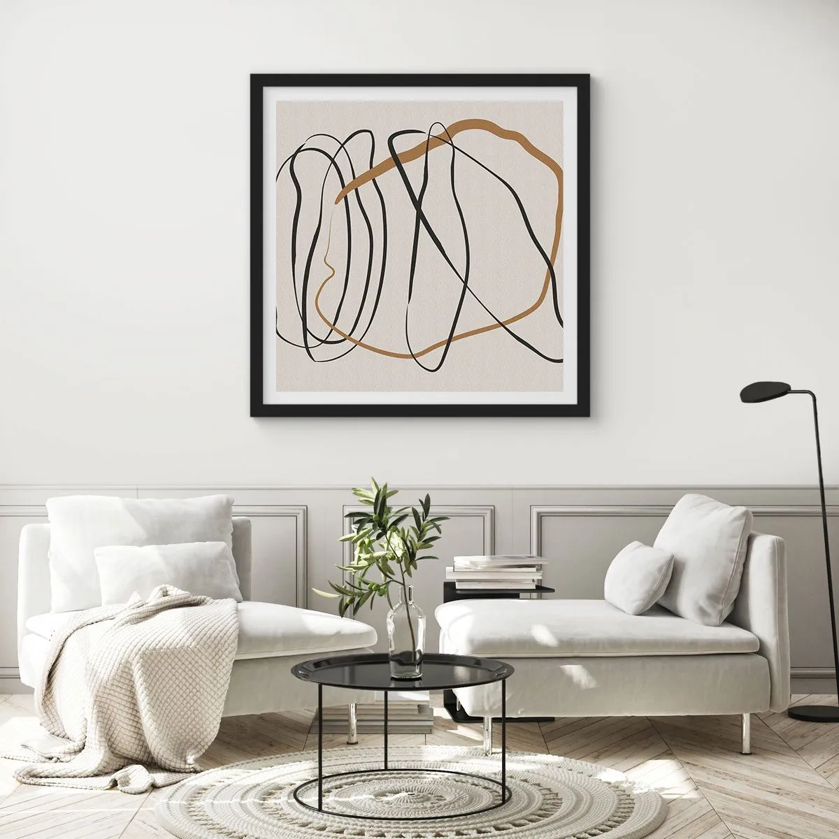 Affisch i svart ram - Komposition: besittande dans - 60x60 cm