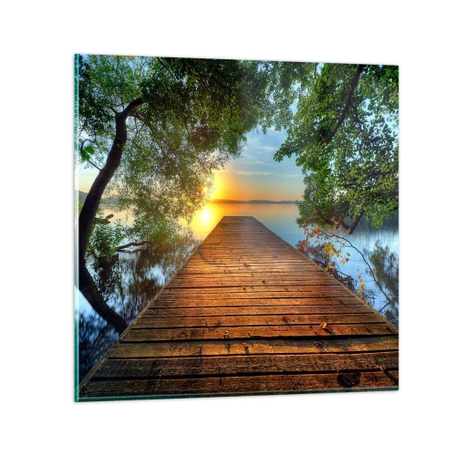 Glastavla - Bild på glas - Sakta ner, sätt dig - 70x70 cm