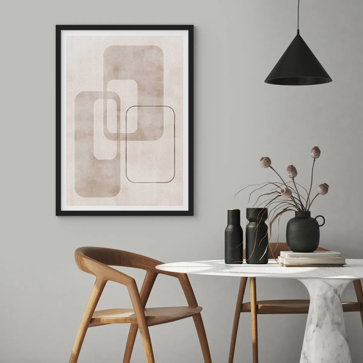 Affisch i svart ram - Geometrisk fug - 61x91 cm