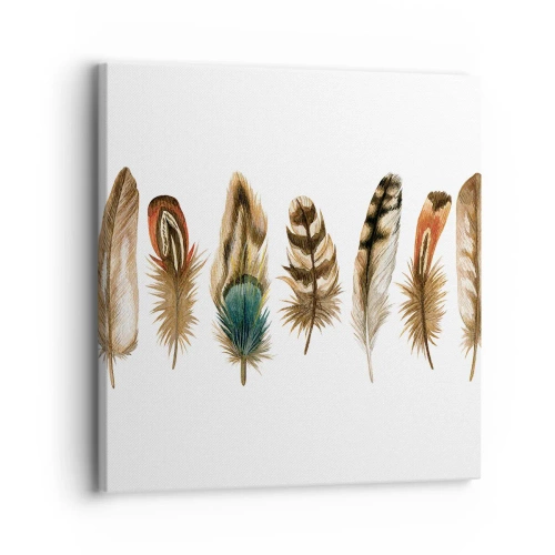 Canvastavla - Bild på duk - Fjädervariation - 30x30 cm