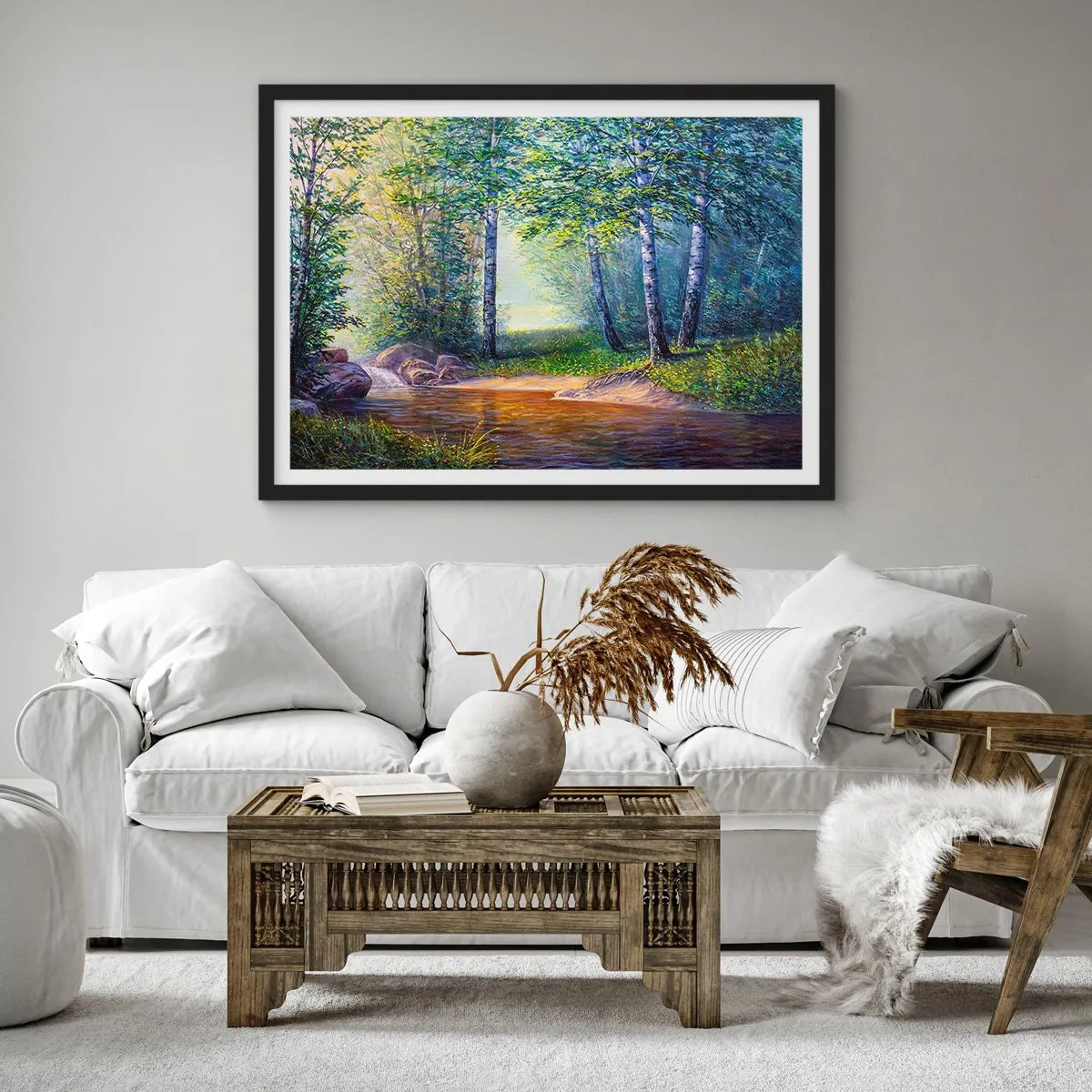 Affisch i svart ram - Idyllisk vy - 91x61 cm