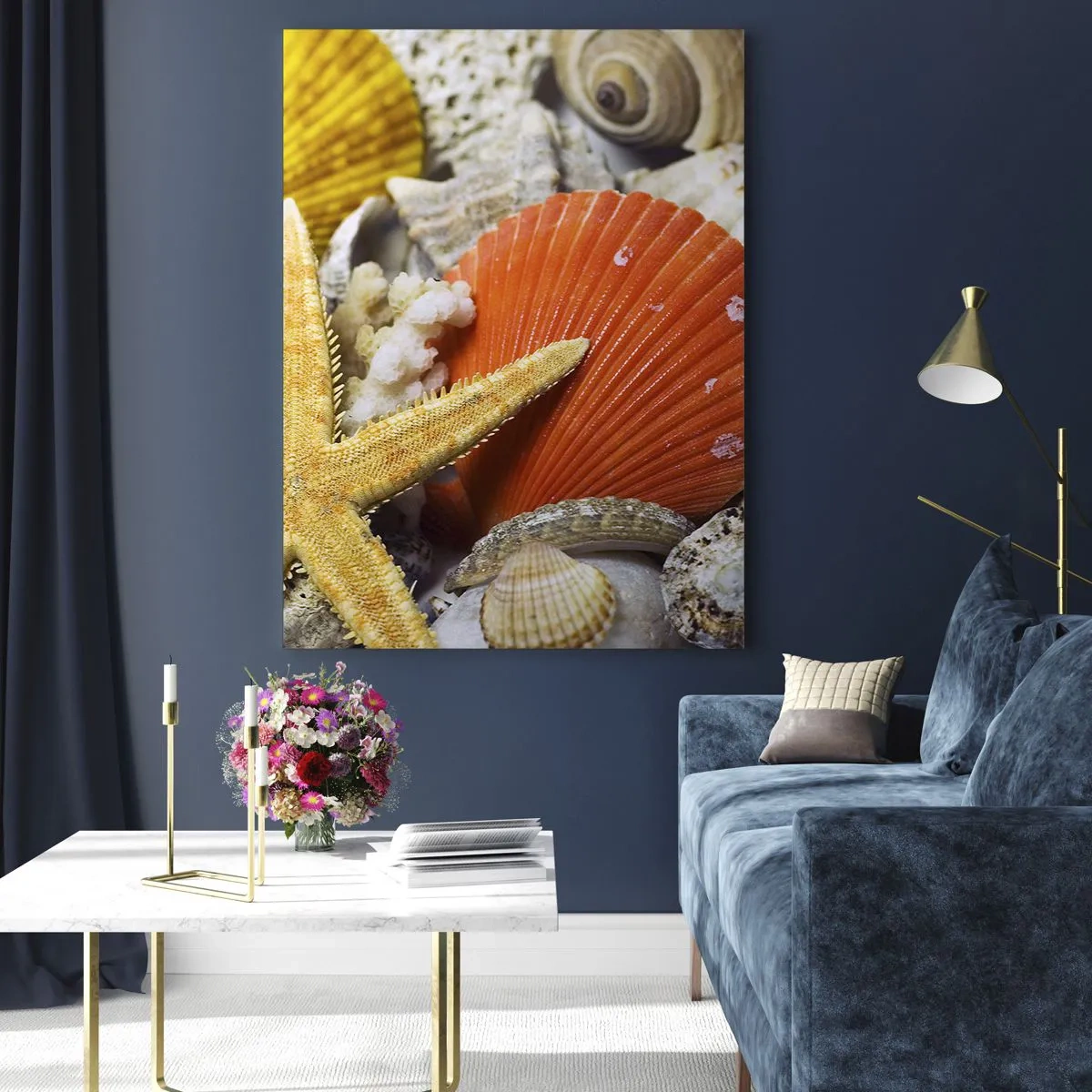 Glastavla - Bild på glas - Havets skatter - 50x70 cm
