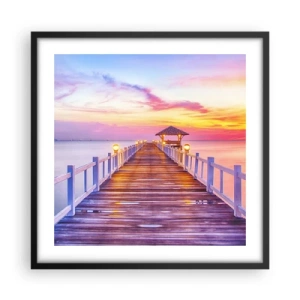 Affisch i svart ram - Kvällens lila-guld tystnad - 50x50 cm