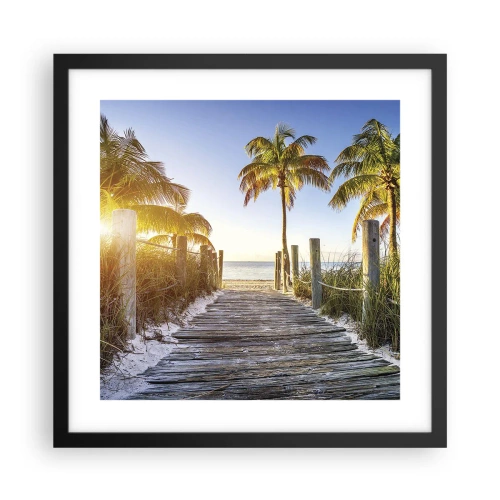 Affisch i svart ram - Raka vägen till paradiset - 40x40 cm