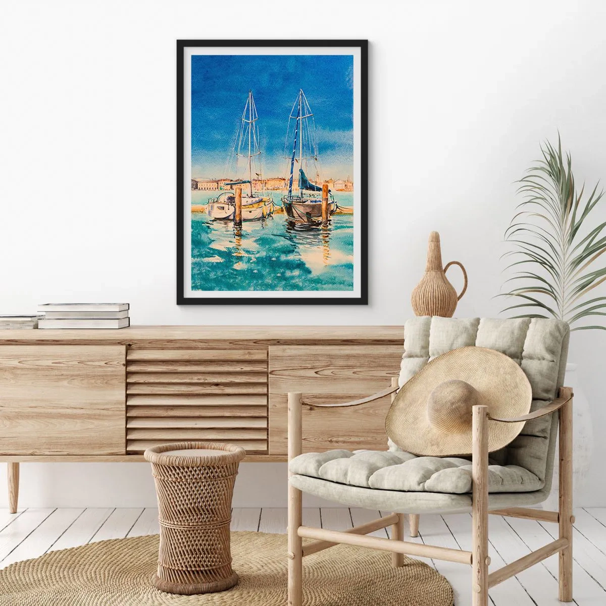 Affisch i svart ram - Solig lagun - 70x100 cm