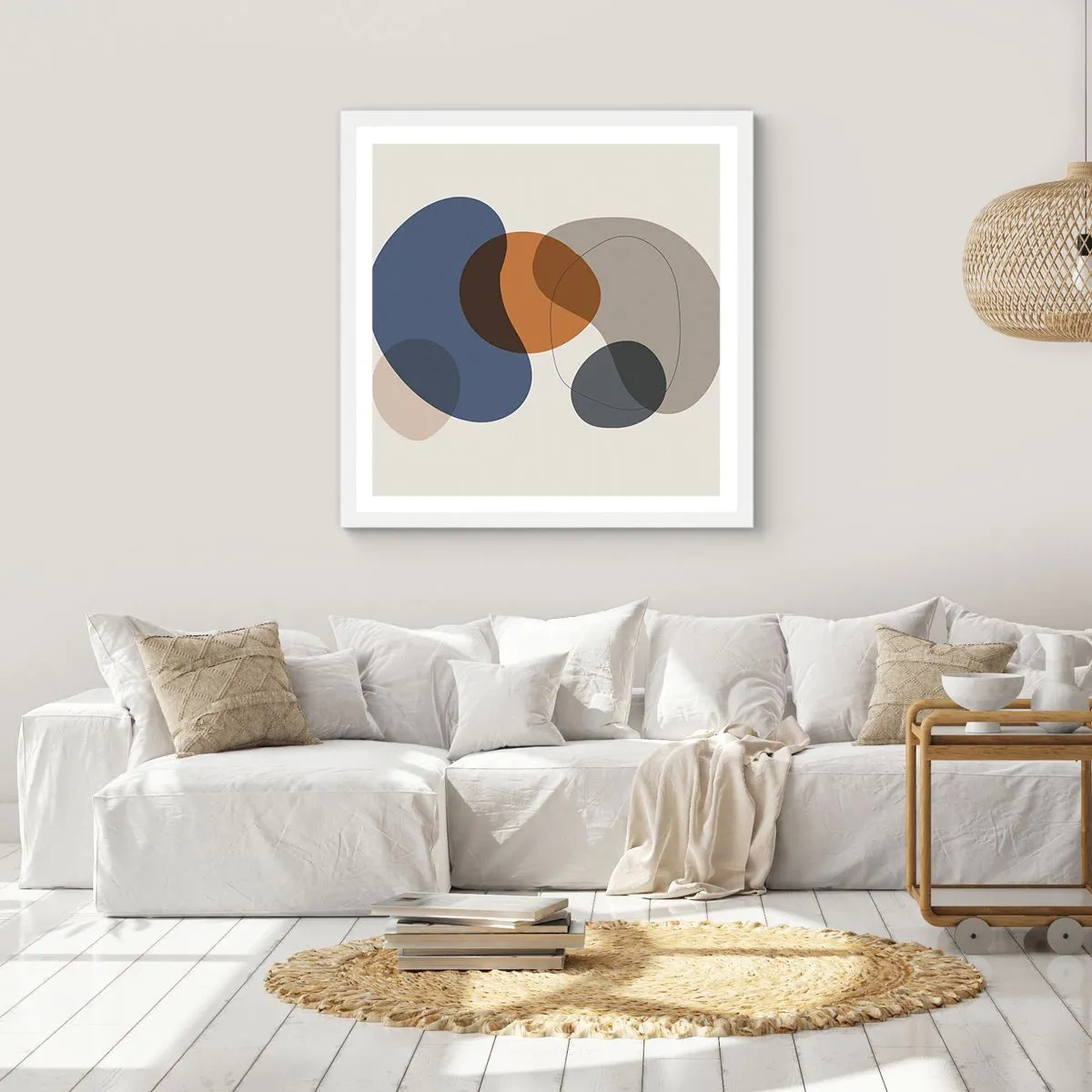 Affisch i vit ram - Färgernas droppar - 60x60 cm