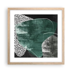 Affisch i ram av ljusek - Färgstark abstraktion med en guldflinga - 40x40 cm
