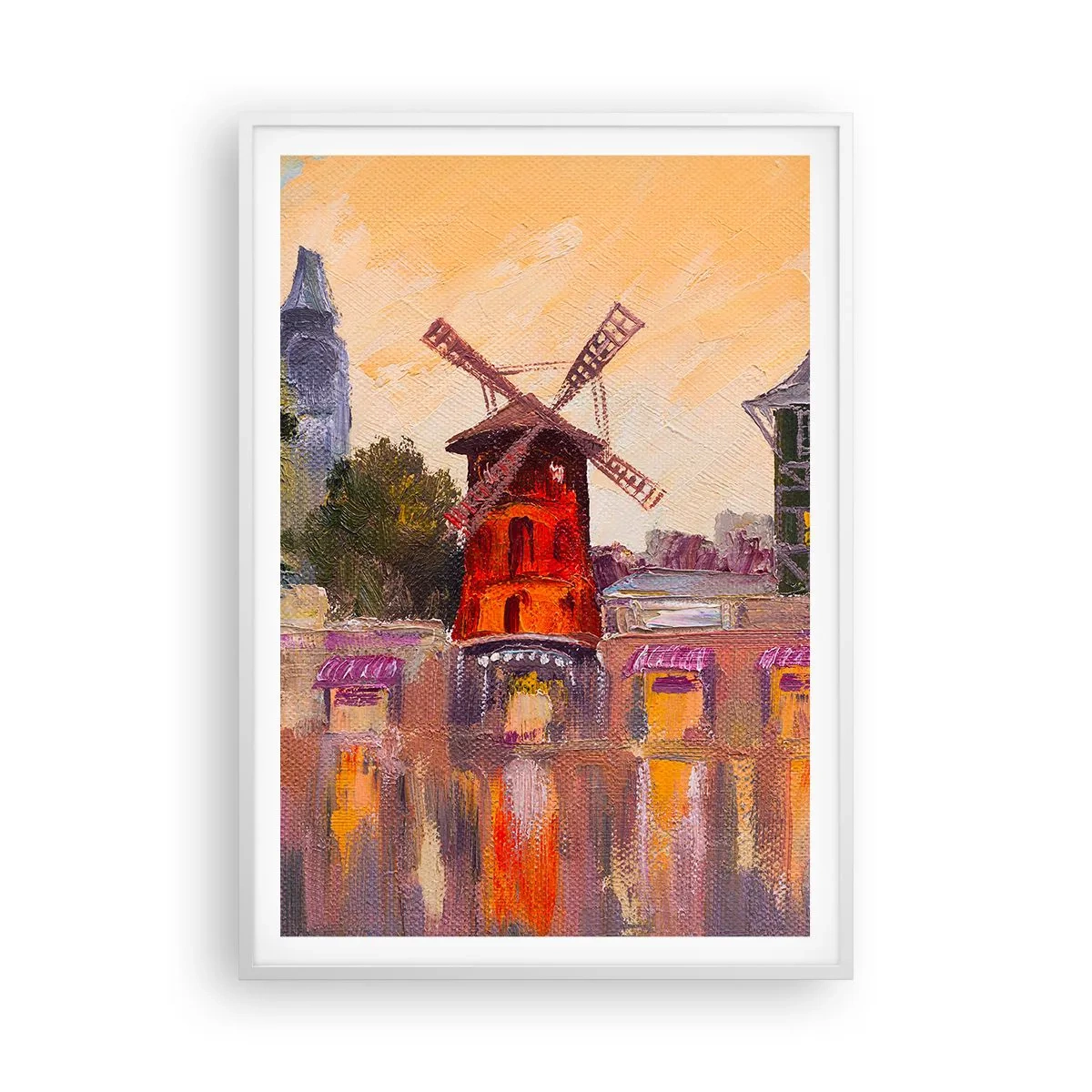 Affisch i vit ram - Ikoner av Paris – Moulin Rouge - 70x100 cm