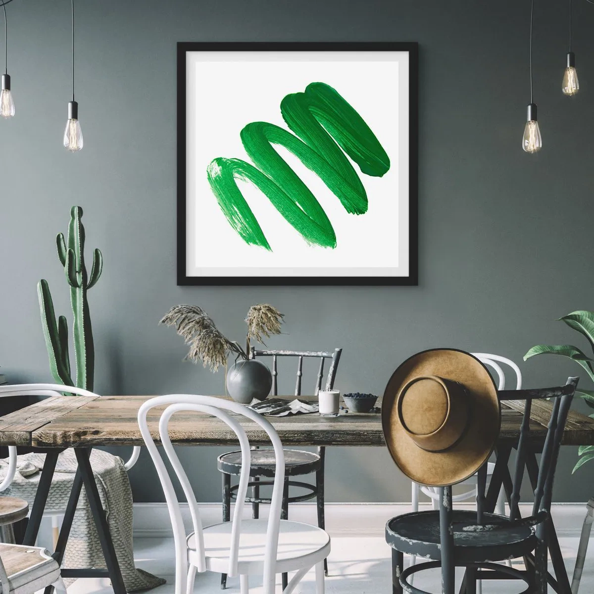 Affisch i svart ram - Ett grönt skämt - 60x60 cm