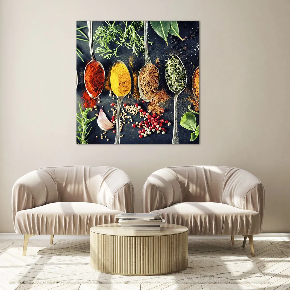 Glastavla - Bild på glas - Kulinarisk magi - 70x70 cm