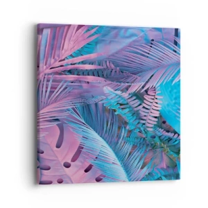Canvastavla - Bild på duk - Tropiken i rosa och blått - 40x40 cm