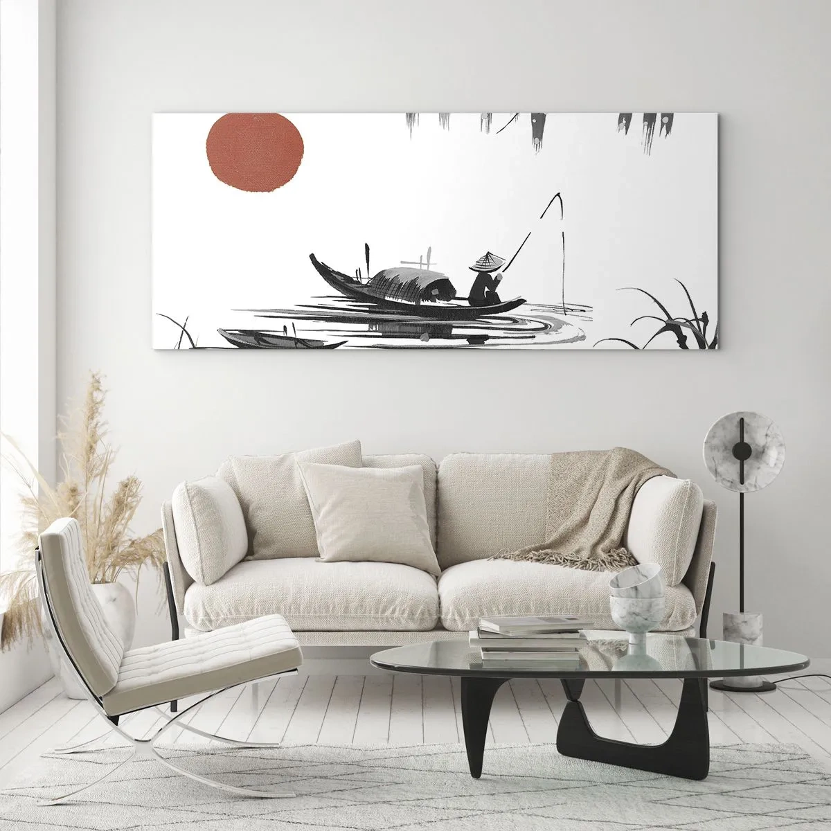Glastavla - Bild på glas - Asiatisk eftermiddag - 140x50 cm