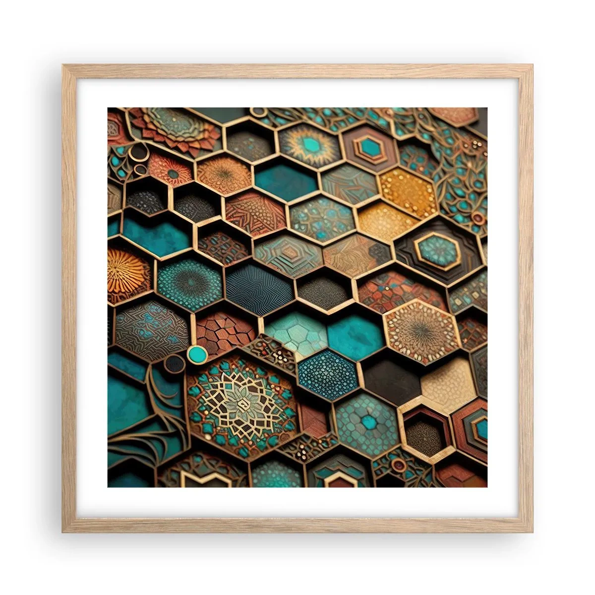 Affisch i ram av ljusek - Arabiska ornament - en variation - 50x50 cm