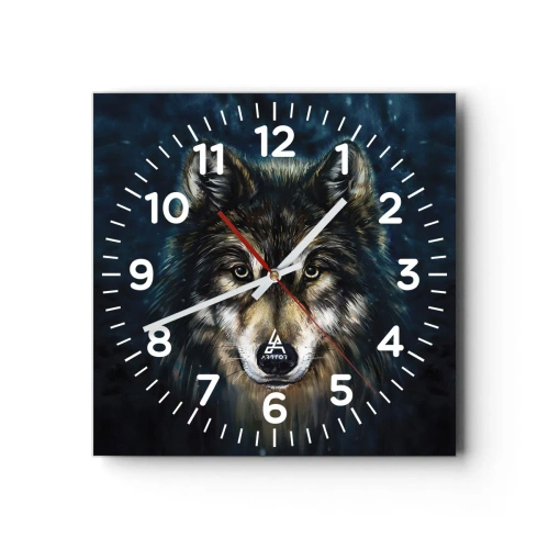 Väggklocka - Klocka på glas - Alfa? Och omega - 40x40 cm