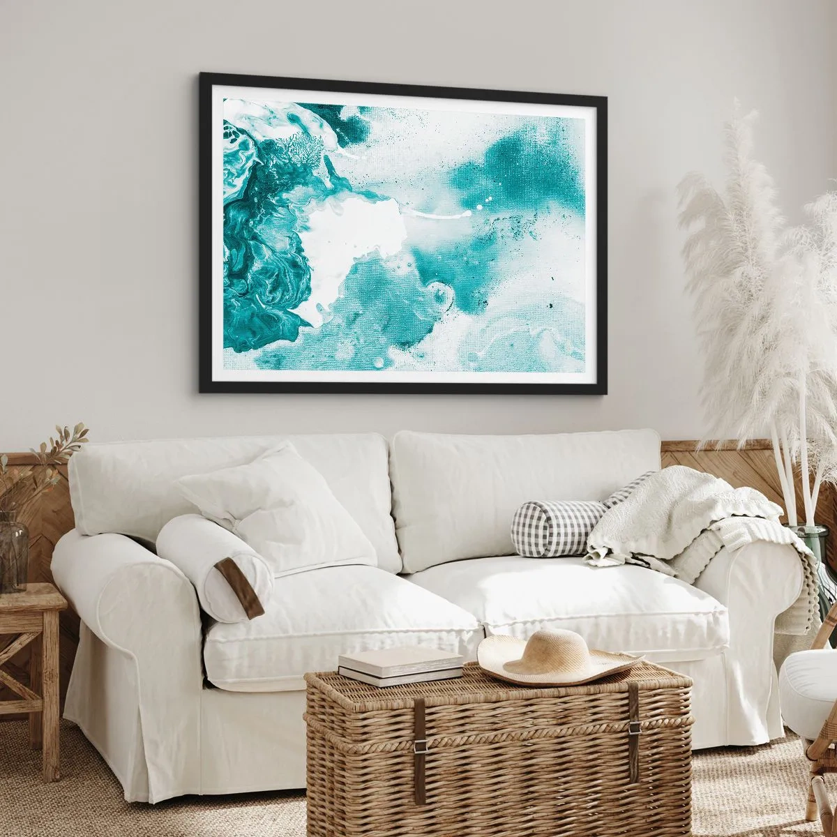 Affisch i svart ram - Blåa laguner - 100x70 cm