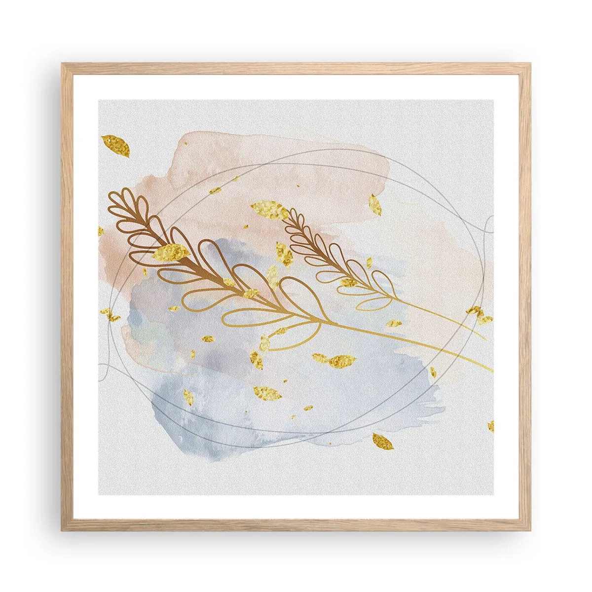 Affisch i ram av ljusek - En gyllene explosion - 60x60 cm