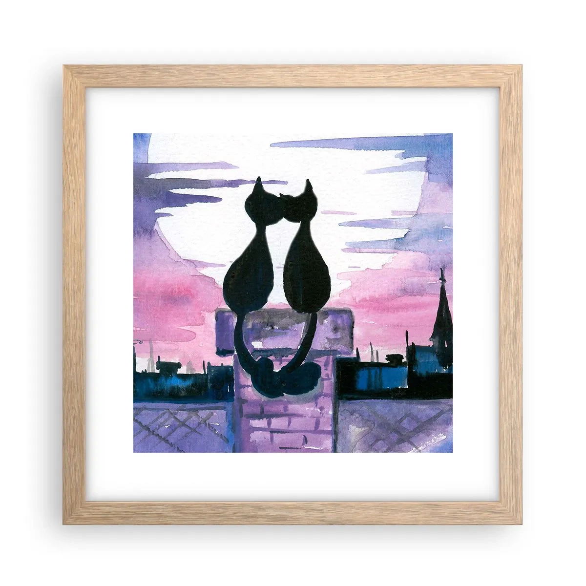 Affisch i ram av ljusek - Rendez-vous under månen - 30x30 cm