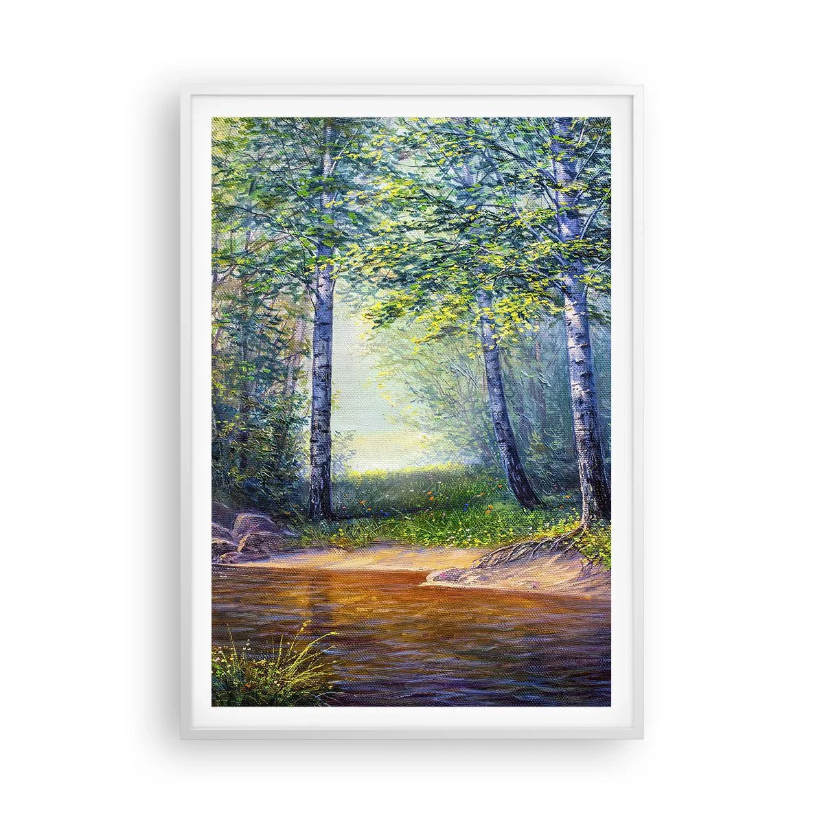 Affisch i vit ram - Idyllisk vy - 70x100 cm