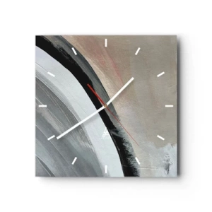 Väggklocka - Klocka på glas - Komposition: en båge av svart och grått - 30x30 cm